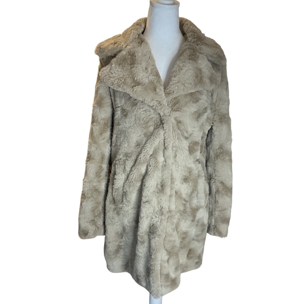 Kenneth Cole New York Neutral Faux Fur Coat Quiet Luxury Minimalist